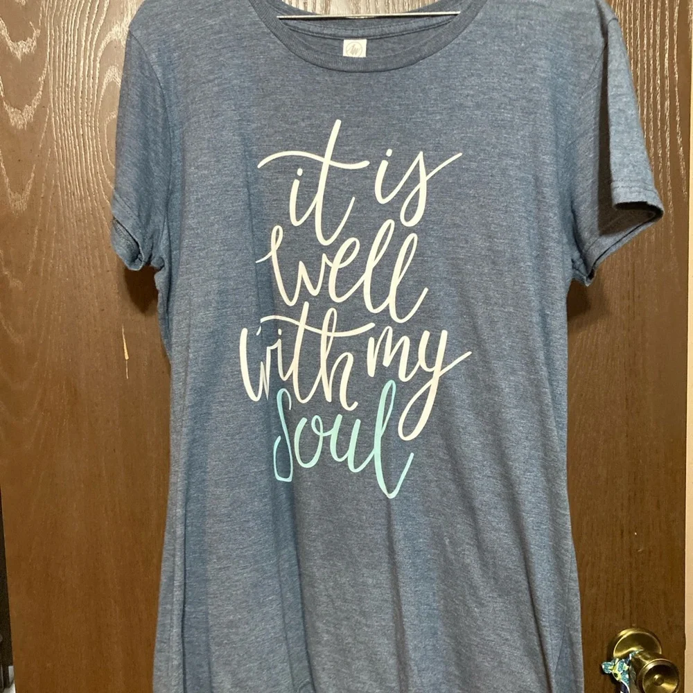 Inspirational Blue Graphic T-Shirt - Picture 2 of 5